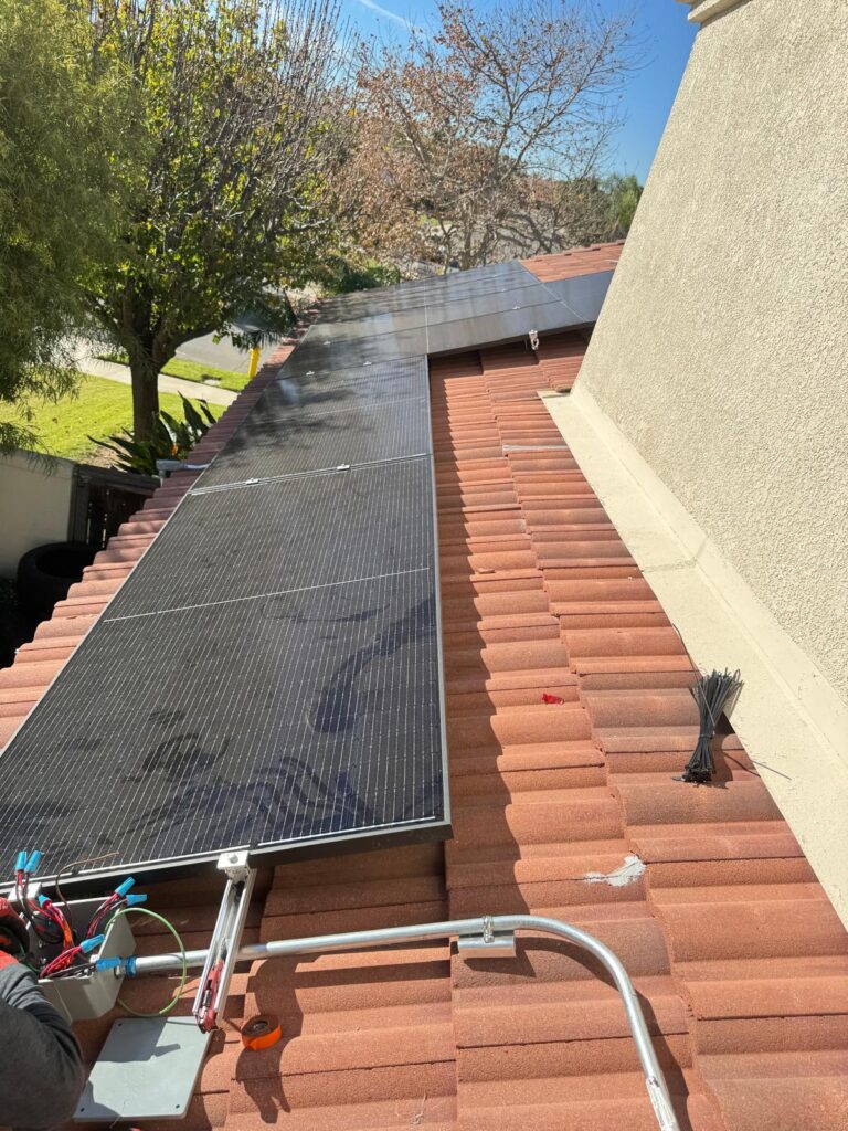 Solar-panel installation and electrical work in progress